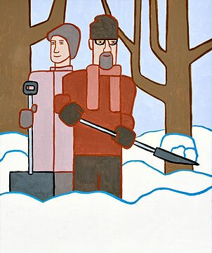 Hillsborough Marriage, 2023, egg tempera on paper, 11 1⁄4 x 9 1⁄2 inches